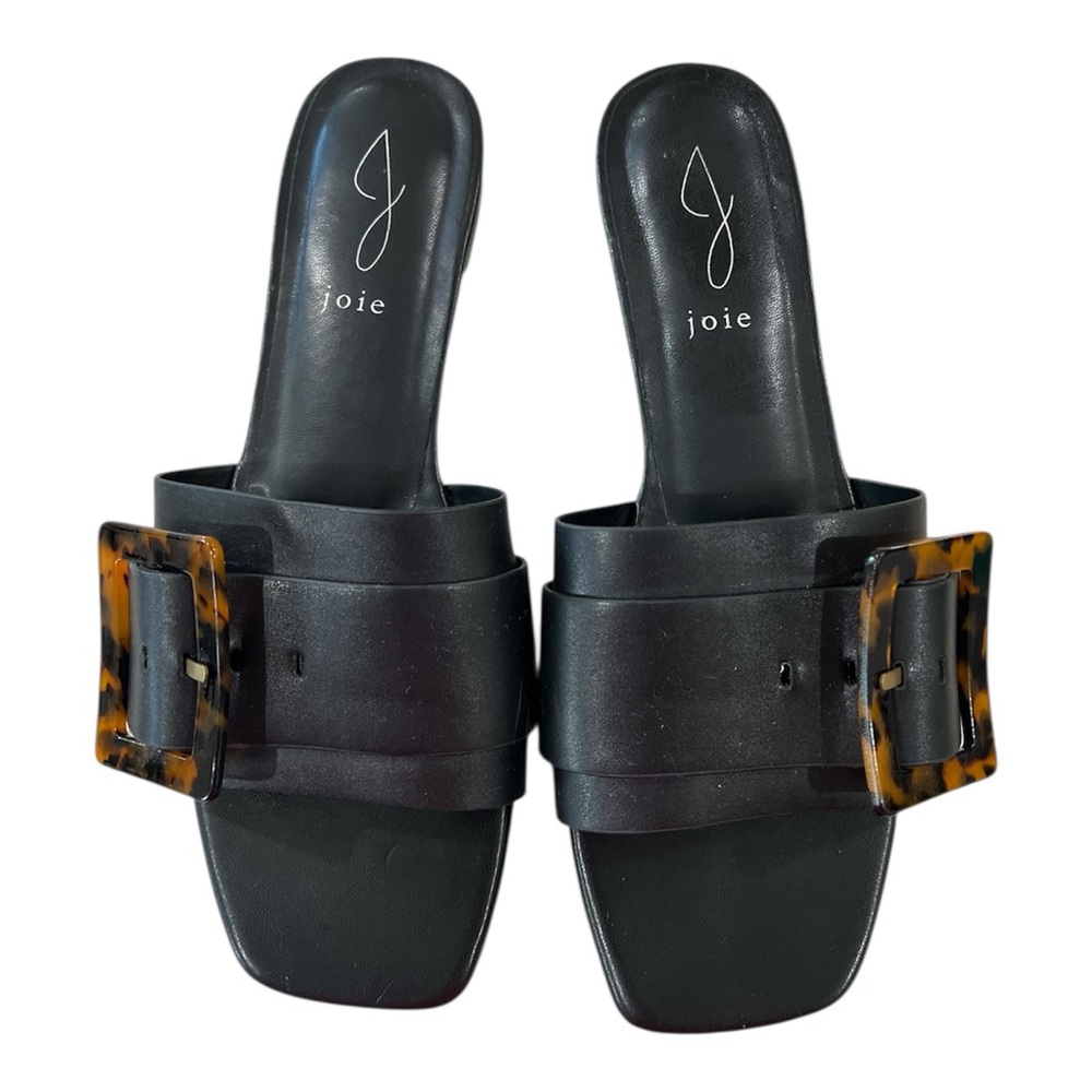 Joie Black Sandals with Tortoise Accent